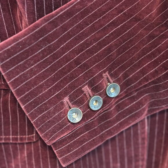Victorian Velvet Jacket - Burgundy Pinstripe Blazer - Picture 3 of 16